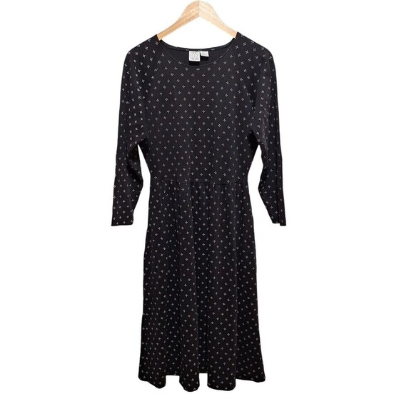 J G Hook Women’s Size L Shirtwaist Dress WASP Black 100% Cotton Long Sleeves VTG - Picture 2 of 7